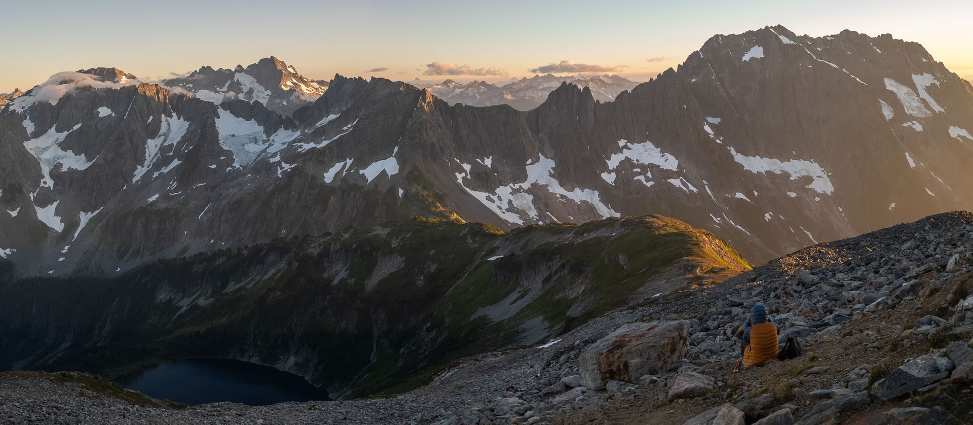 Romain takes in the view below Sahale Glacier — North Cascades National Park, Washington